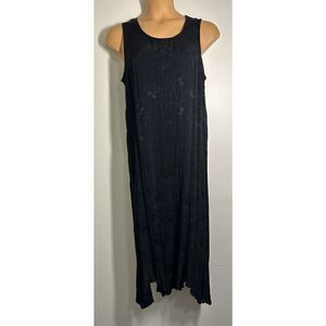By JJ Womens Black Floral Embroidered Rayon Tank Dress Medium R100